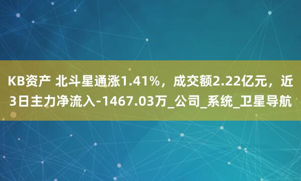 KB资产 北斗星通涨1.41%，成交额2.22亿元，近3日主力净流入-1467.03万_公司_系统_卫星导航